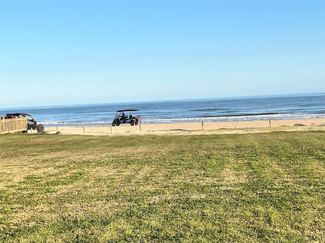 view of water feature with a view of the beach