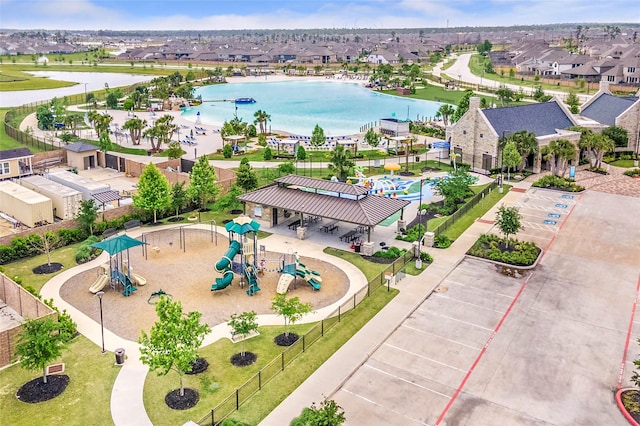 drone / aerial view with a residential view