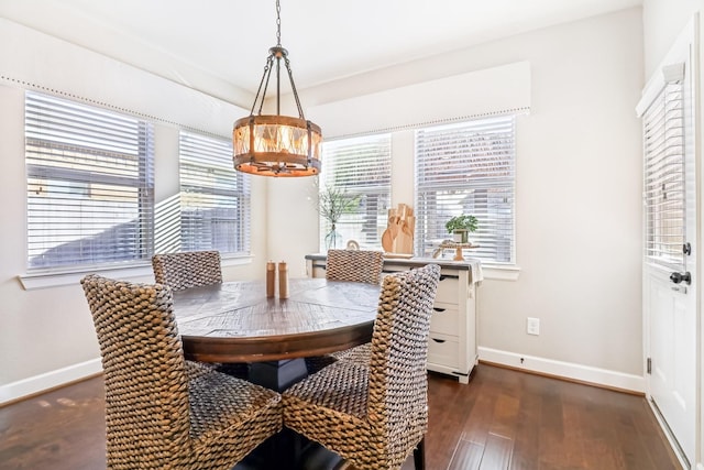 dining room featuring baseboards and dark wood-style flooring