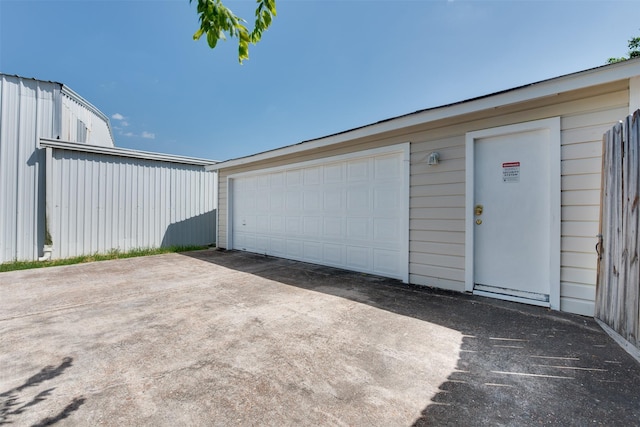 view of detached garage