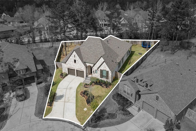 aerial view featuring a residential view