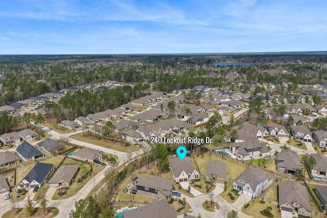 aerial view with a residential view