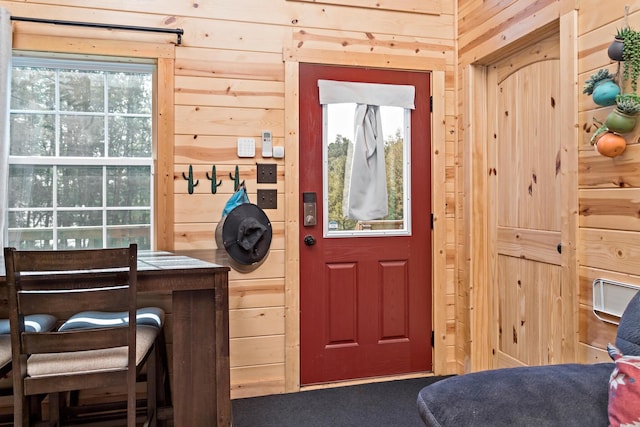 interior space with wood walls