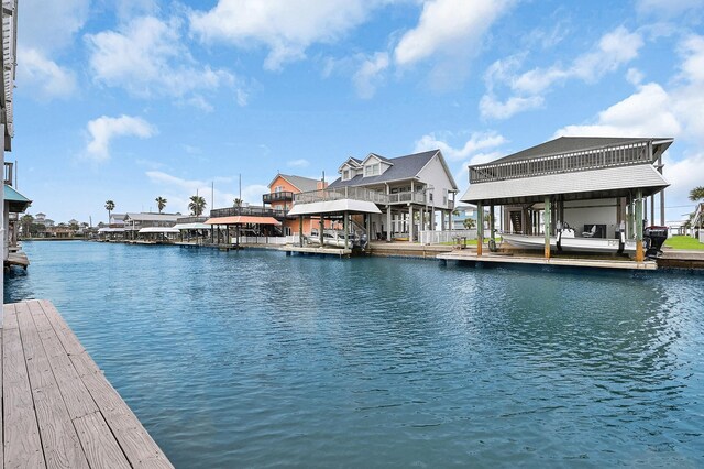 view of dock featuring a water view