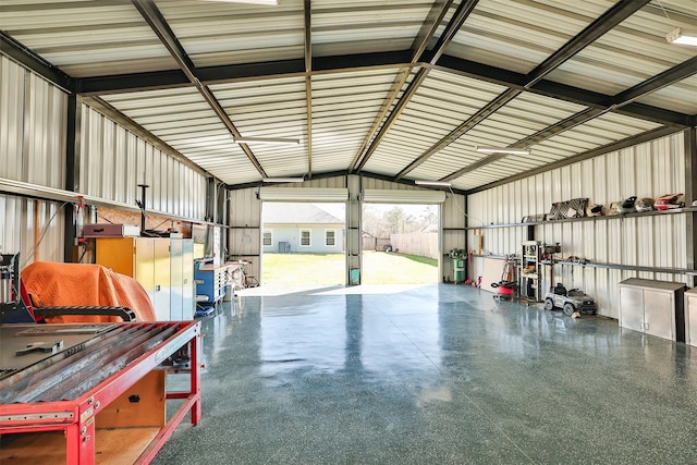 garage featuring metal wall