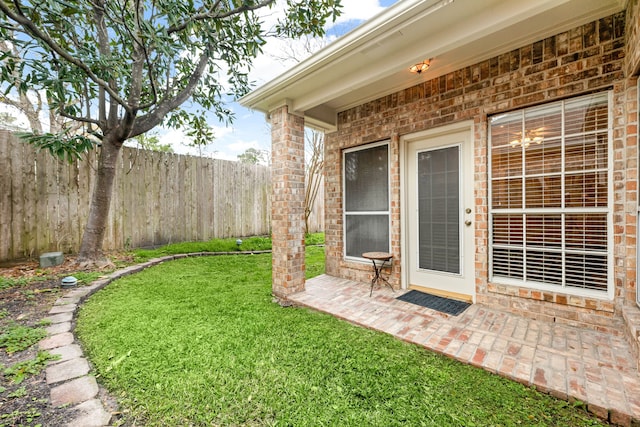 view of yard with a patio area and fence