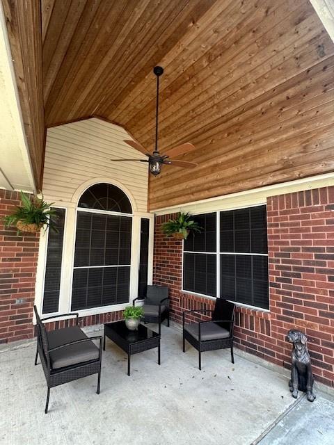 view of patio / terrace featuring an outdoor hangout area and ceiling fan