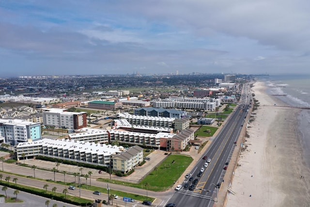 aerial view with a view of city and a beach view