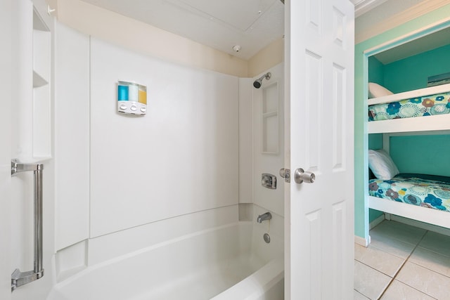 bathroom with tile patterned floors, ensuite bath, and shower / bathtub combination