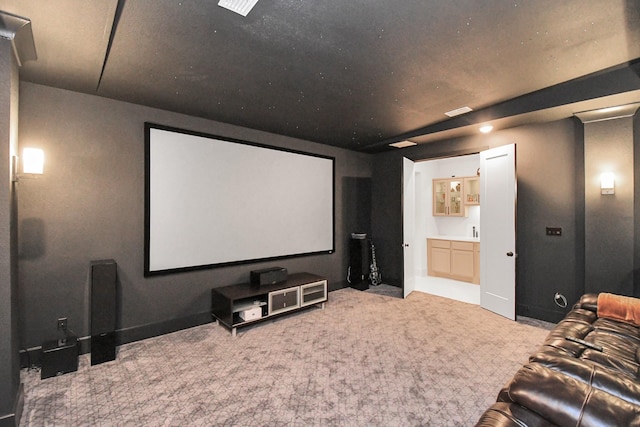 view of carpeted home theater