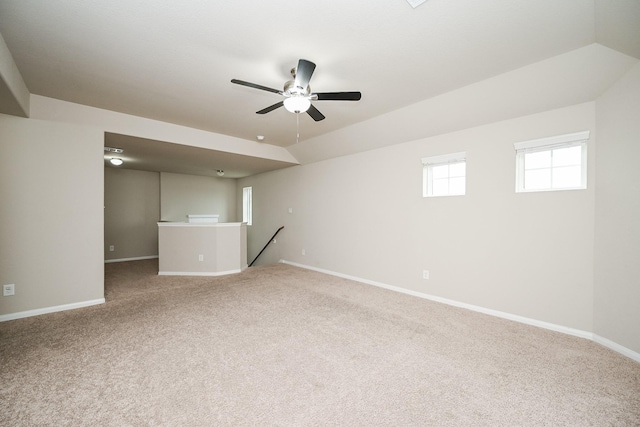 3734 Giorgio Pastel Pl, Katy, TX 77493 - carpeted empty room with lofted ceiling, baseboards, and ceiling fan