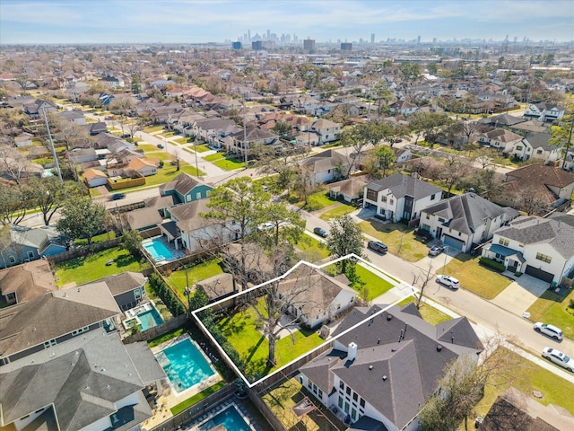 aerial view featuring a residential view