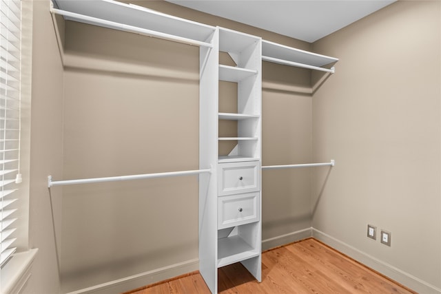 spacious closet with light wood-style flooring