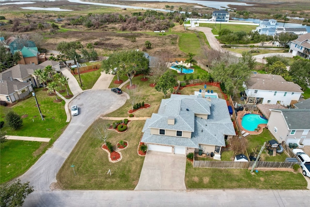 bird's eye view with a residential view