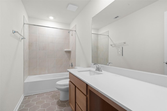 8110 Shelter Bay Ln, Cypress, TX 77433 - full bath featuring vanity, tile patterned floors,  shower combination, and recessed lighting