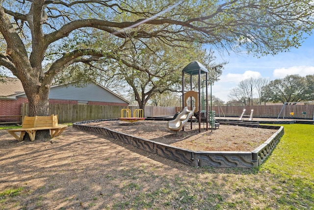 communal playground with fence