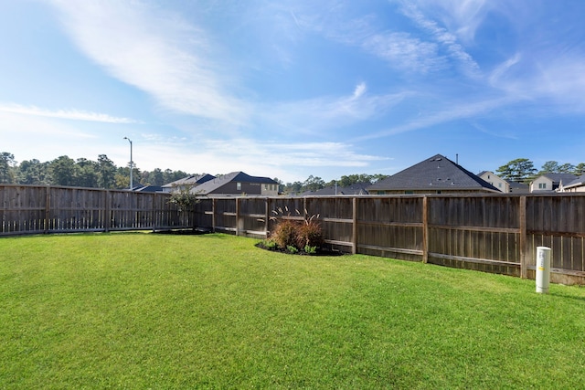 view of yard featuring a fenced backyard