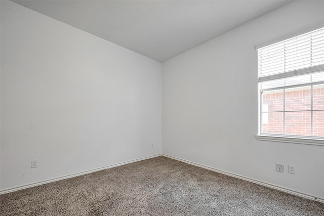 spare room featuring a healthy amount of sunlight, baseboards, and carpet flooring