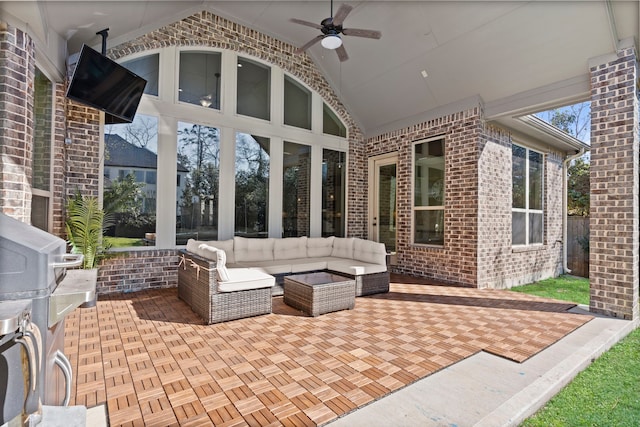 view of patio / terrace featuring outdoor lounge area and ceiling fan