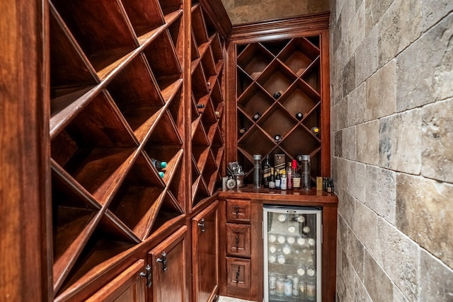 wine area with wine cooler