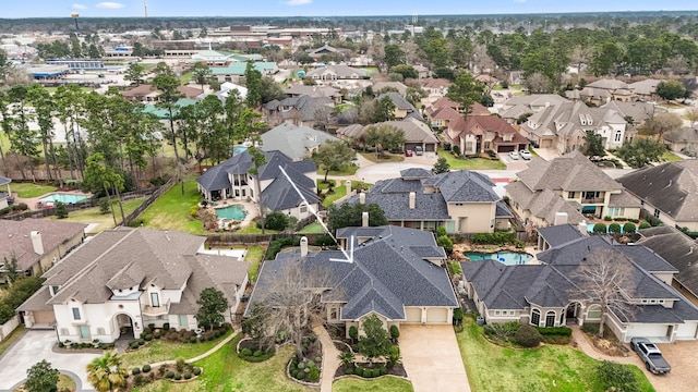 drone / aerial view with a residential view