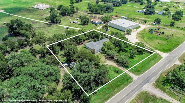 aerial view with a rural view