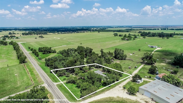 drone / aerial view with a rural view