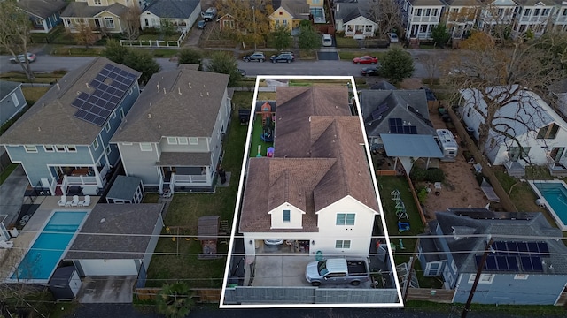 drone / aerial view featuring a residential view