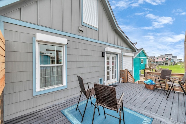 wooden terrace with french doors