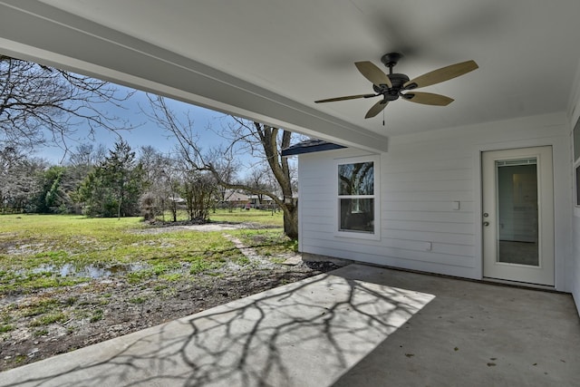 view of patio / terrace with ceiling fan