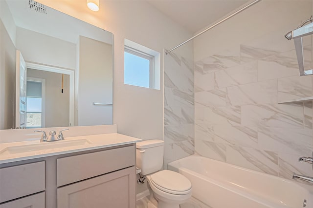 4046 Colony Ln, Missouri City, TX 77459 - full bath featuring shower / bath combination, vanity, toilet, and visible vents
