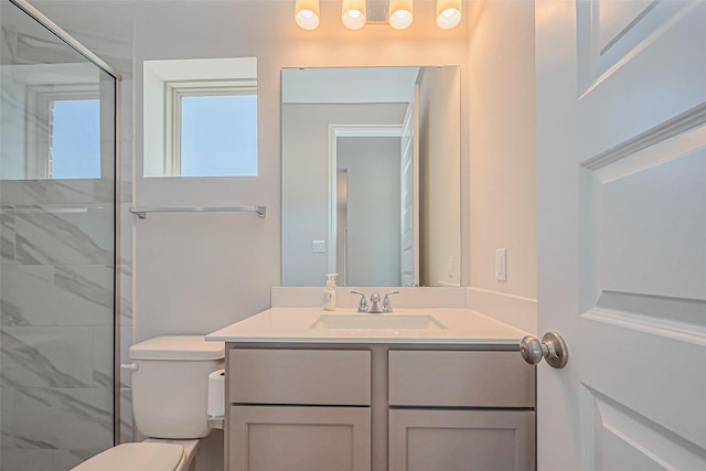 4046 Colony Ln, Missouri City, TX 77459 - bathroom featuring an enclosed shower, toilet, and vanity