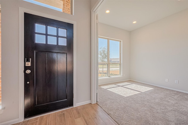 4046 Colony Ln, Missouri City, TX 77459 - foyer entrance featuring recessed lighting, baseboards, and light wood-type flooring