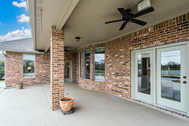 view of patio featuring a ceiling fan