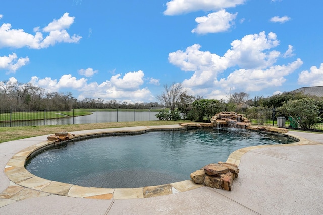 view of swimming pool featuring a fenced in pool and a fenced backyard