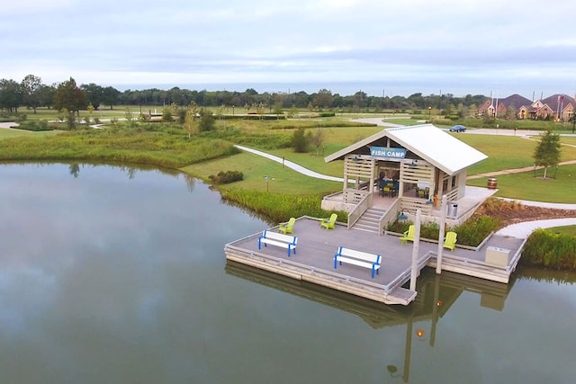 view of dock featuring a water view