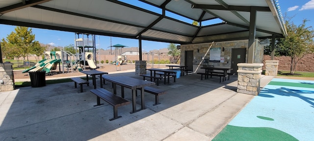 view of patio / terrace with playground community