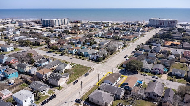 aerial view with a water view and a residential view