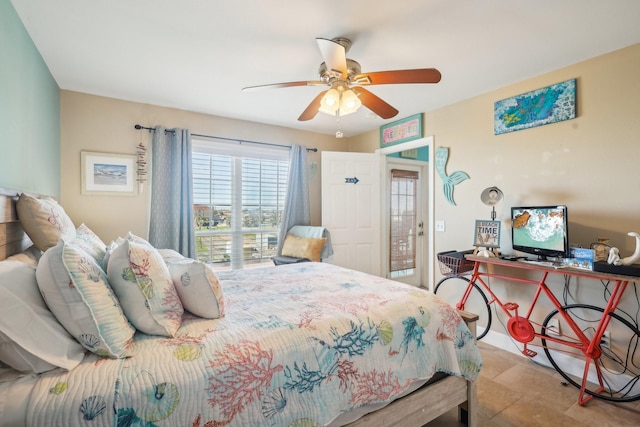 bedroom featuring ceiling fan