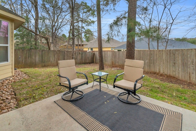 view of patio featuring a fenced backyard