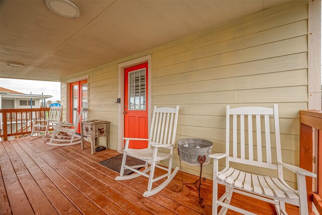 411 Olive St, Surfside Beach, TX 77541 - view of wooden terrace
