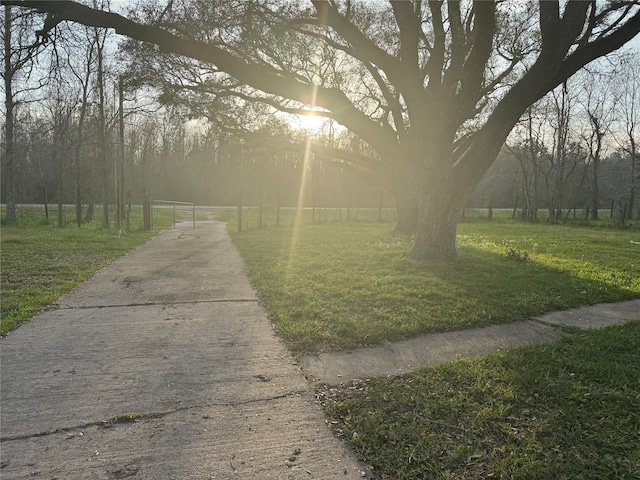 view of property's community featuring a lawn