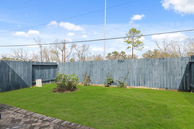 view of yard featuring a fenced backyard