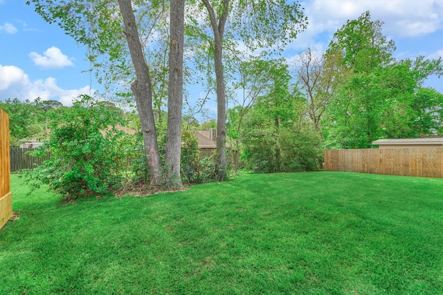 view of yard with a fenced backyard