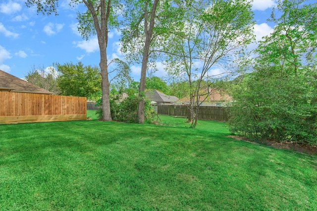 view of yard featuring a fenced backyard