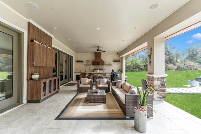 view of patio / terrace featuring french doors and an outdoor living space