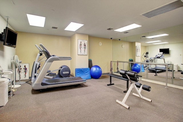 exercise room with visible vents