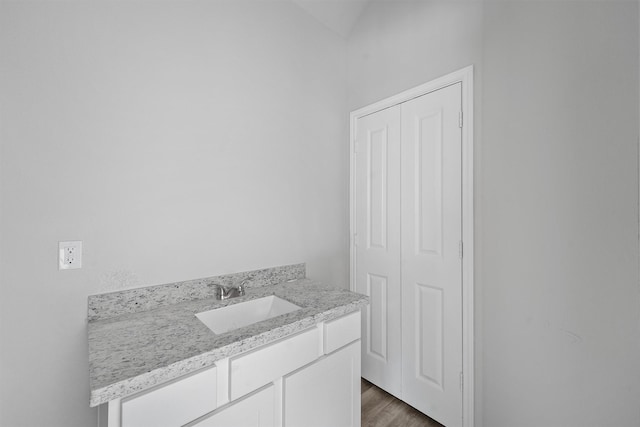 bathroom featuring vanity and wood finished floors