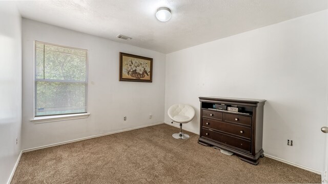 interior space with carpet, visible vents, and baseboards