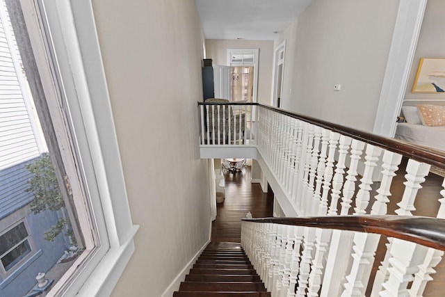 staircase featuring wood finished floors